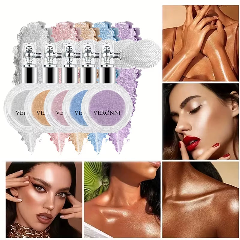 Diamond Highlighter Glitter Spray High Gloss Fairy Powder Shimmer Sparkle Powder Makeup for Face Body Highlight Face Body Makeup